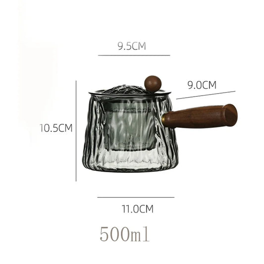 Side Wooden Handle Glass Teapot Heated Base Tea Warmer Tea Making Utensils Kettle Kung Fu Teaware Teas Infuser Teapots