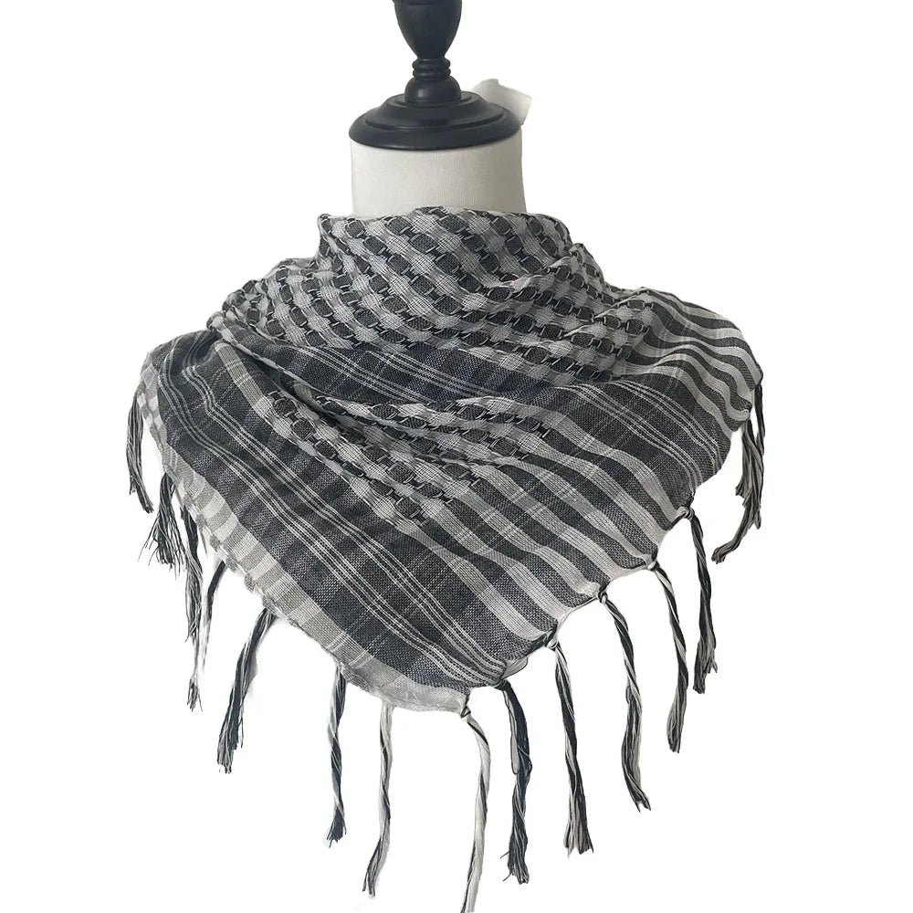 Large Arab Shemagh Headscarf with Tassel Costume Head Neck Scarf Bandana Keffiyeh for Men Women