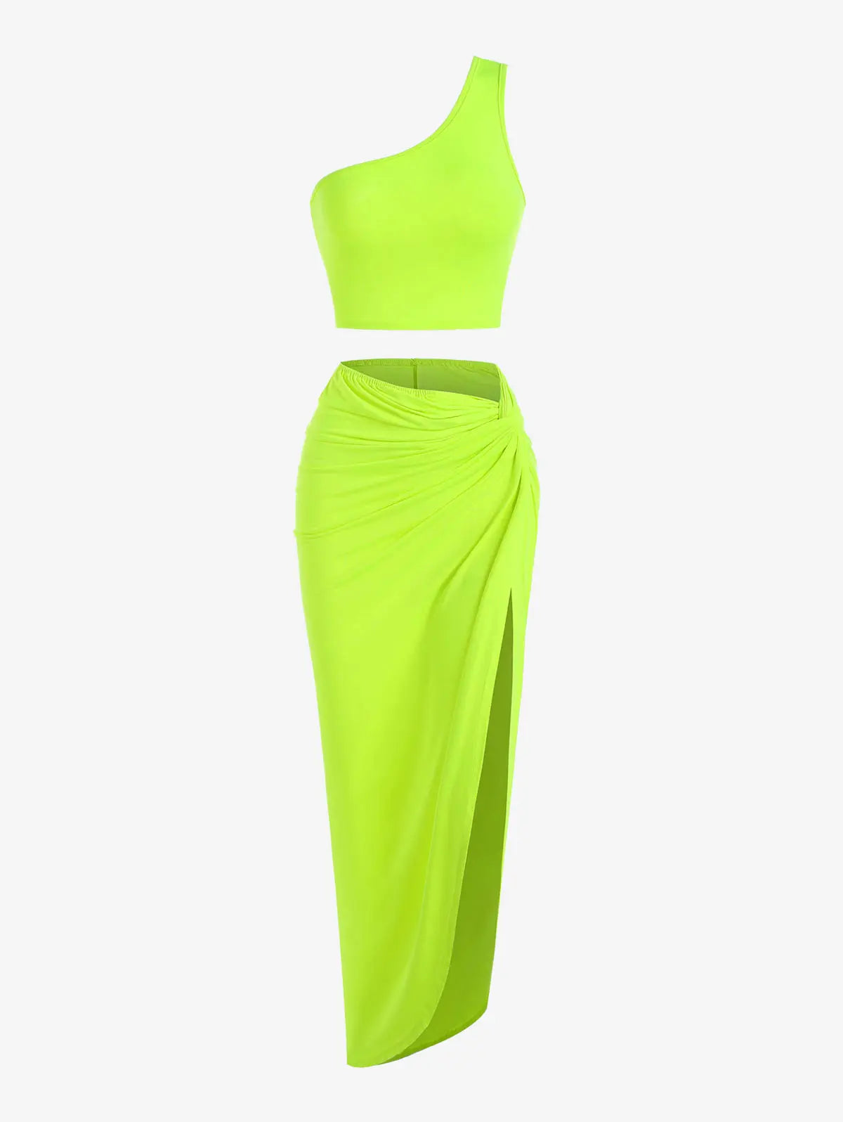 Spring and Autumn New Popular Women's Y2K Knit Off-Shoulder High Stretch Vest Top and Sexy Slit Half Skirt Set