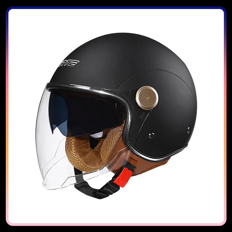 Daul Lens Open Face Motorcycle Helmets Retro Vintage Moto Jet Helmet Men Women DOT Unisex 3/4 Open Half Helm Cascos Para Motos