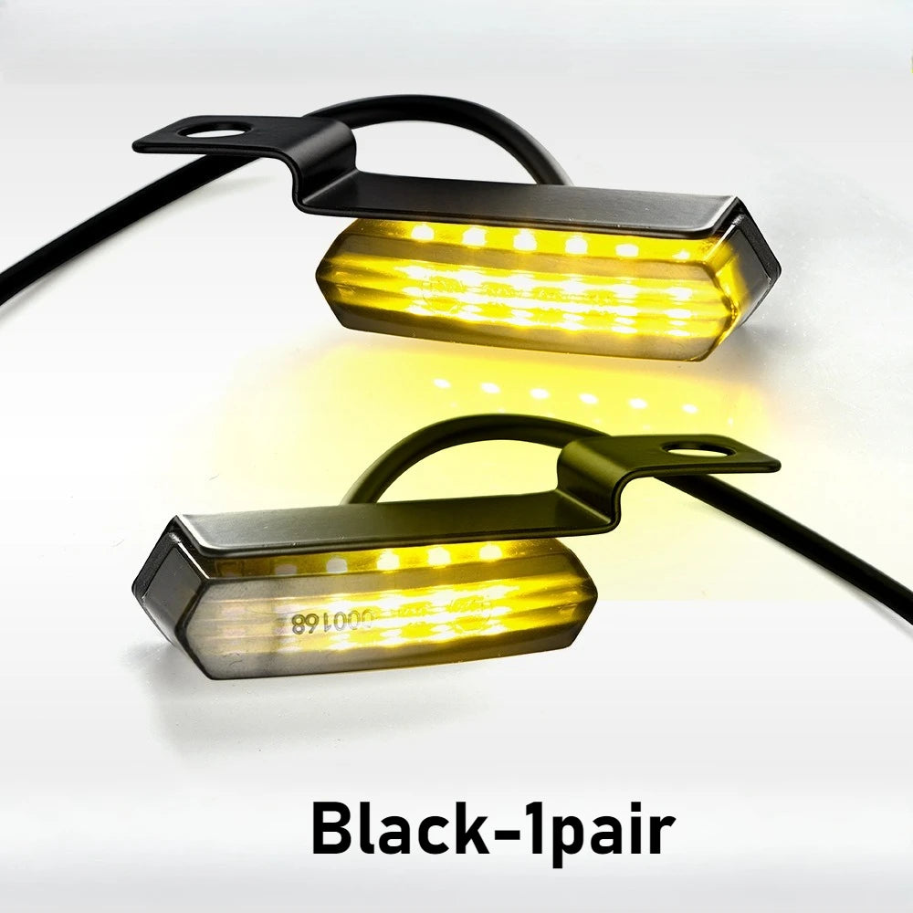 2Pcs Mini Motorcycle Turn Signal Light Retro Motorcycle Handlebar Horn LED Flowing Turn Signal Indicator Lights For Harley