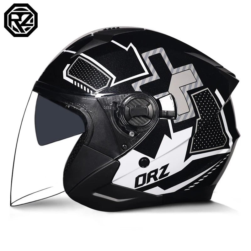 2025 Latest High Quality Motorcycle Helmet Half Covering Dual Lens Cascos para Motos Male Female Couple Capacetes de Moto
