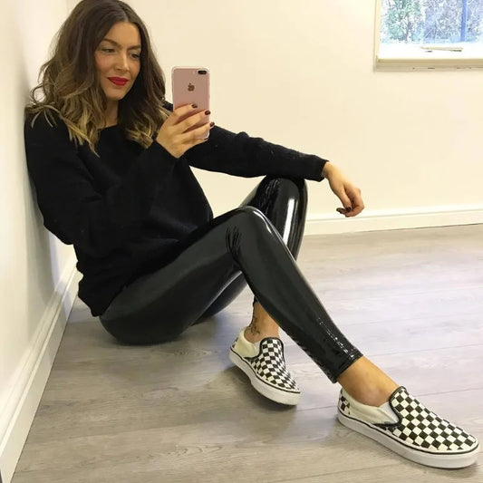 New Bright Pu Pants Women Black Slim Leather Pants Sexy Hip Liftting Yoga Fitness Leggings Running Casual Fashion Pu Pants