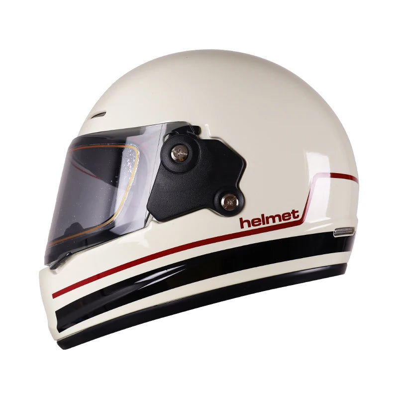 Retro-style full-face helmet with multi-color lenses, ABS material, DOT certified, suitable for all seasons
