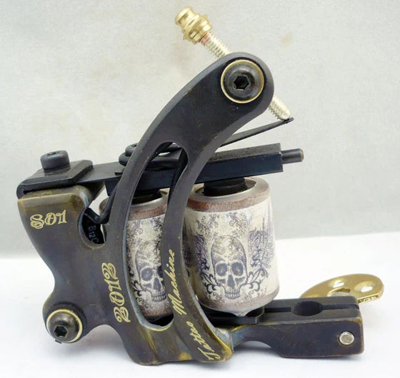 Professional Copper Tattoo Machine 10 Wraps Coils Frame Liner Shader Tattoo Gun Permanent Makeup Body Art Tatto Equipment