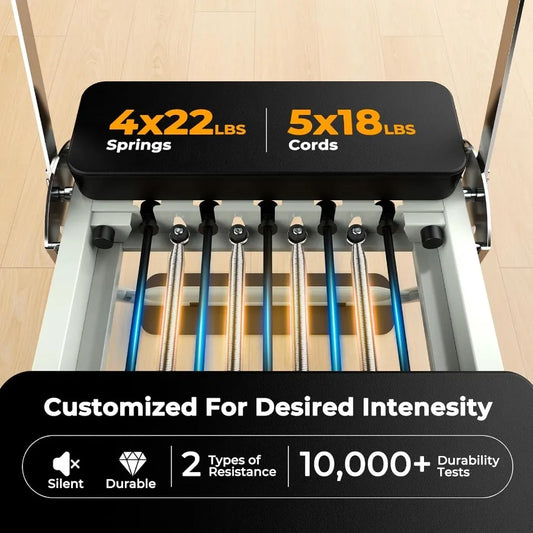 Pro 75 Pilates Reformer Machine with Dual Resistance Springs and Cords Foldable Pilates Machine Equipment with Jump Board Upgra