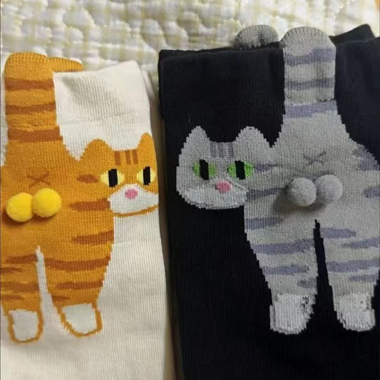 1/2/3Pair Cartoon Cute Cat Balls Cotton Socks Funny Cat Cotton Socks Breathable Soft Novelty Stocking Kawaii Gift Sock for Gifts