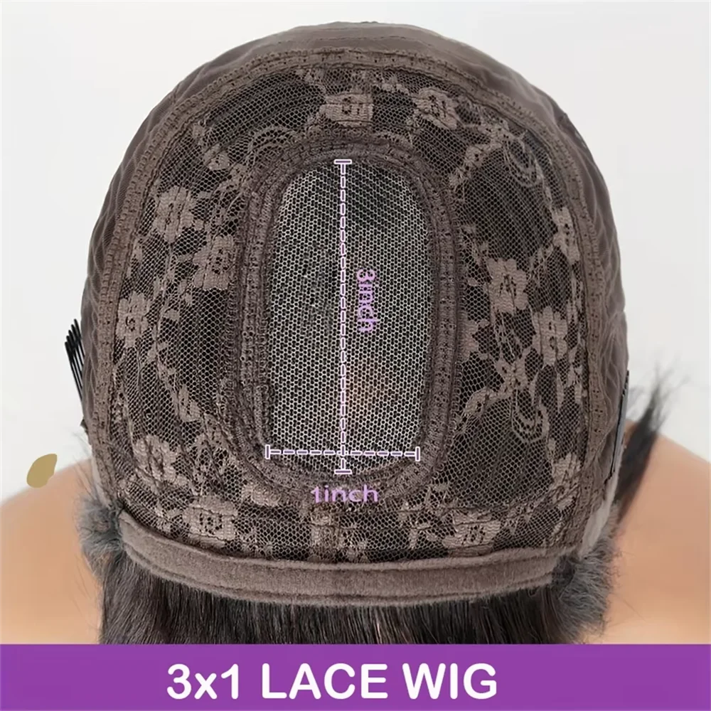 3x1 Human Hair Wigs 220% Density Bone Straight HD Lace Wig With Bangs Full Machine Made Fringe Wigs For Women 30 inch