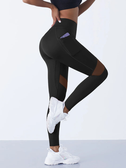 1PCS Women's Mesh Splicing Yoga Pants Shaping Leggings High Waist Tummy Control Lift Hips Running Workout Activewear Pants