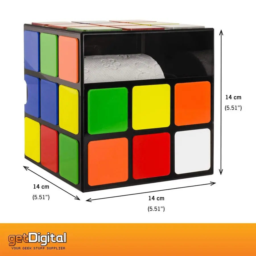 Magic Cube Toilet Paper Holder Novelty Tissue Roll Dispenser with Lid and Storage Shelf for Your Mobile Phone No Drilling or Wal