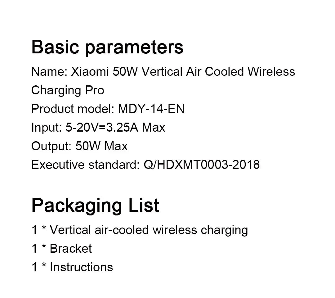 Original Xiaomi 50W Wireless Charger Pro Vertical Air Cooling Fast Charging For Xiaomi 13/12/11/10 Series For iPhone