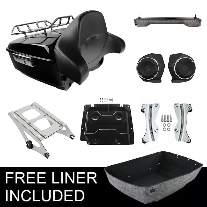 Motorcycle King Trunk Rack Pad Speakers Tail Light For Harley Touring Street Glide Road Glide 2014-2025