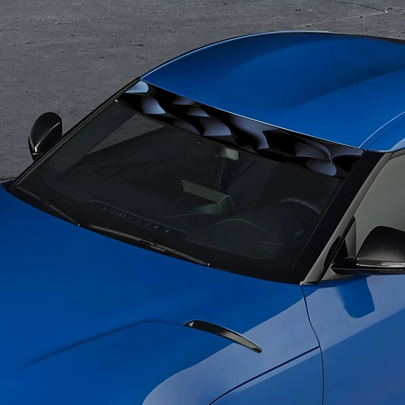 1 eye-catching blue-and-black three-dimensional pleated techno-style decorative strip graphic car front windshield sticker