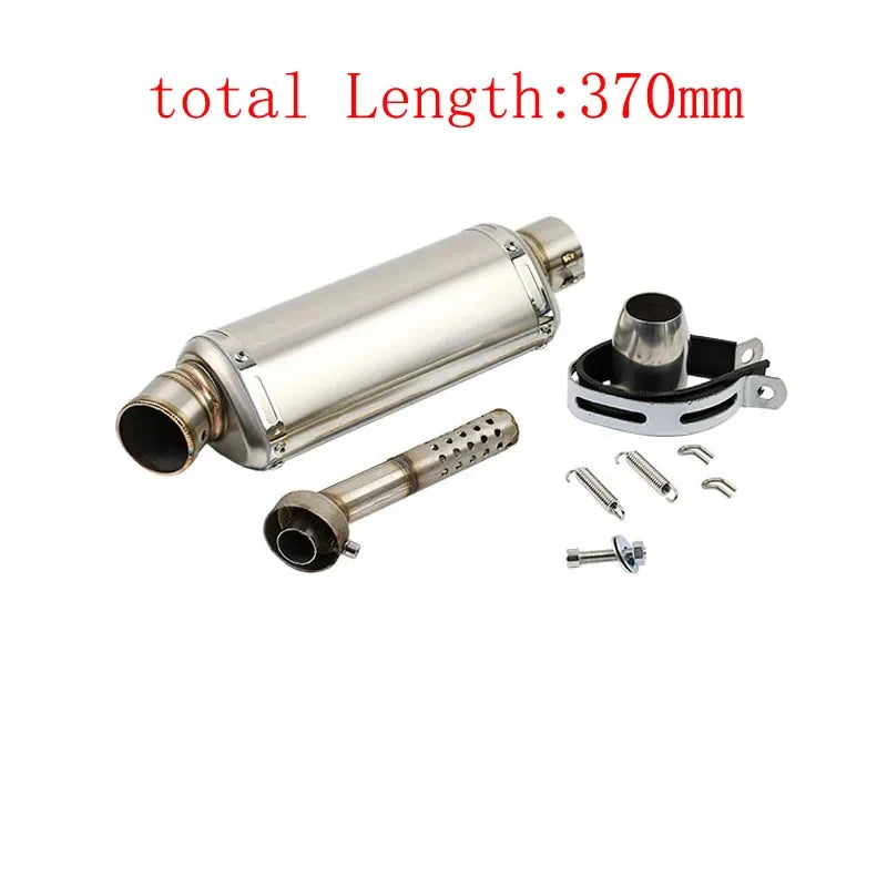 Stainless Steel 51mm Universal Motorcycle Exhaust Muffler Escape 310 370 440 mm Pipe 100cc-1000cc ATV GP Scooter For fz6 pcx125