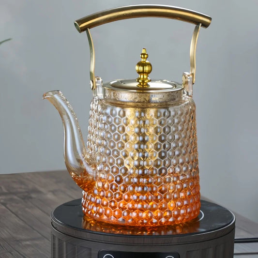 Hammer Japanese beam pot copper handle retro boiling teapot large capacity large hole sky pot high borosilicate glass teapot