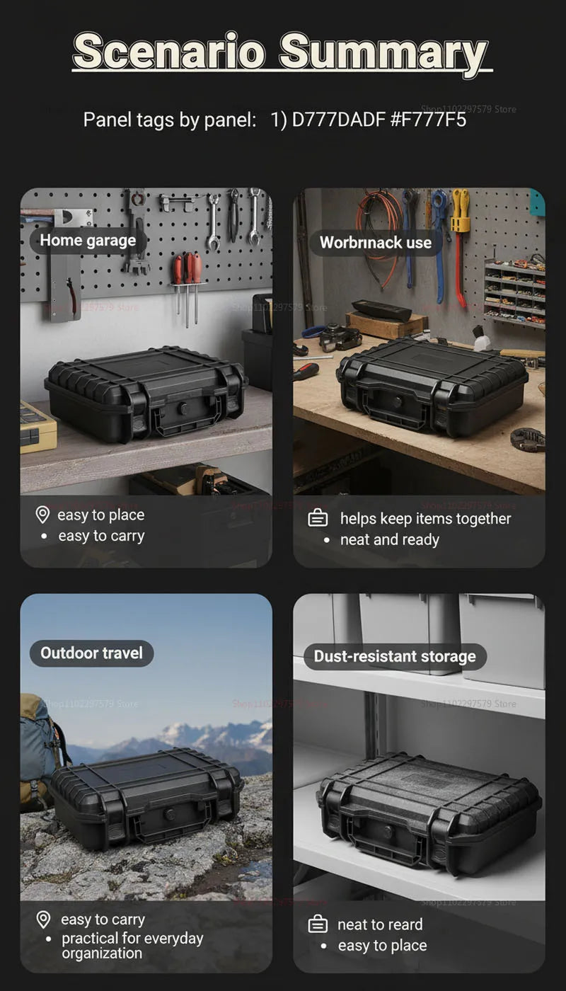 Portable Hard Tool Box With Pre-Cut Foam Storage Box, Shockproof, Pressure Reducing, Dustproof, Suitable For Home/Outdoor Use.