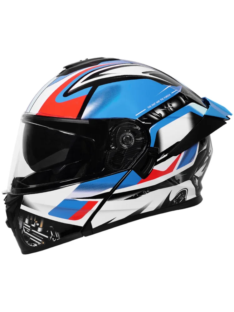 Personalized off-road motorcycle helmet with stylish dual lenses for both genders, DOT-certified and ABS material