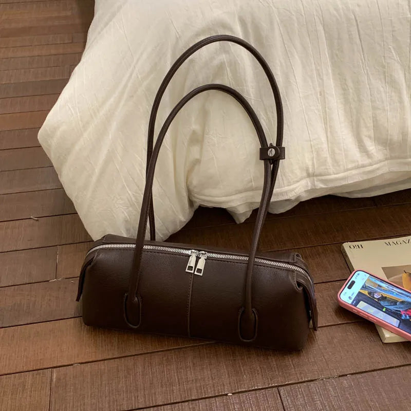 MOODS Retro Underarm Shoulder Bags For Women PU Leather Pure Color Commute Satchel Bag 2025 Winter New Luxury Designer Handbags
