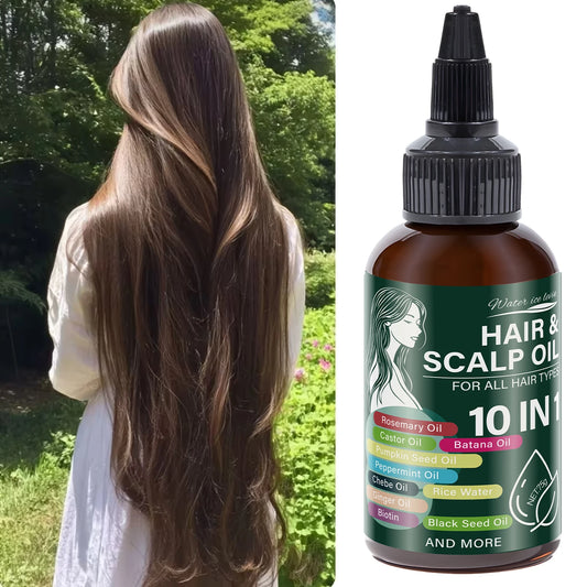 Hair Growth Oil with Castor Oil & Rosemary,10 Natural Oils Blend for Hair & Scalp, All Hair Types, BOGO Free, Fast Ship
