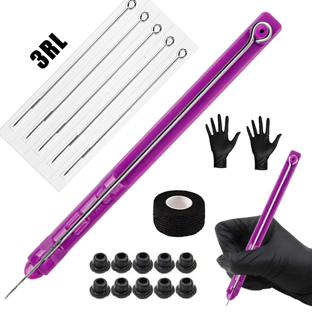 Hand Poke and Stick Tattoo Kit with Poke Tattoo Needles Holder Ink Accessories Set for DIY 3D Hand Poke Stick Tattoo Kit