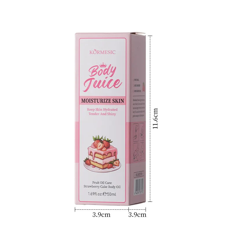 KORMESIC Strawberry Cake Body Oil - Hydrating Moisturizing Nourishing Skin Long-lasting Sweet Fragrance For All Skin Types