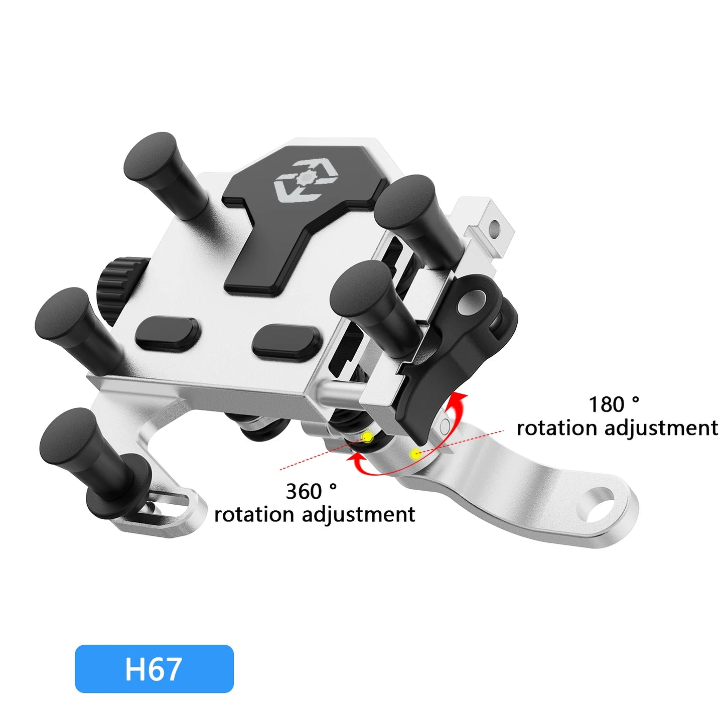 Motorcycle Phone Holder Universal Alloy Shock-Absorbing Motos Bicycle Handlebar Navigation Bracket 360° Rotary Adjustable Stand