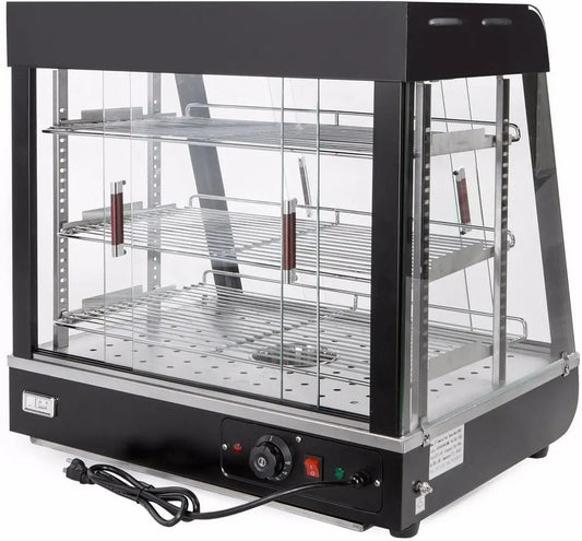 Barton 27 inch Commercial Food Warmer Countertop Pizza Warmer Display Warmer Patty Pastry Case for Buffet Restaurant 3-Tier Buff