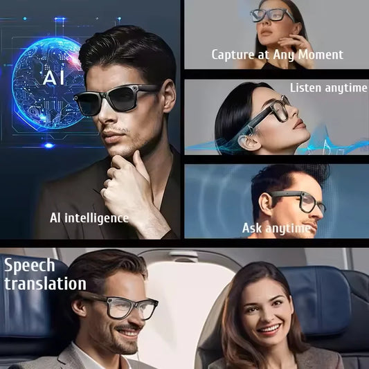 2025 New With 8MP CameraSmart GlassesVideo Recording AI Photo Recognition Bluetooth Call Translation Voice Sunglasses Men Women