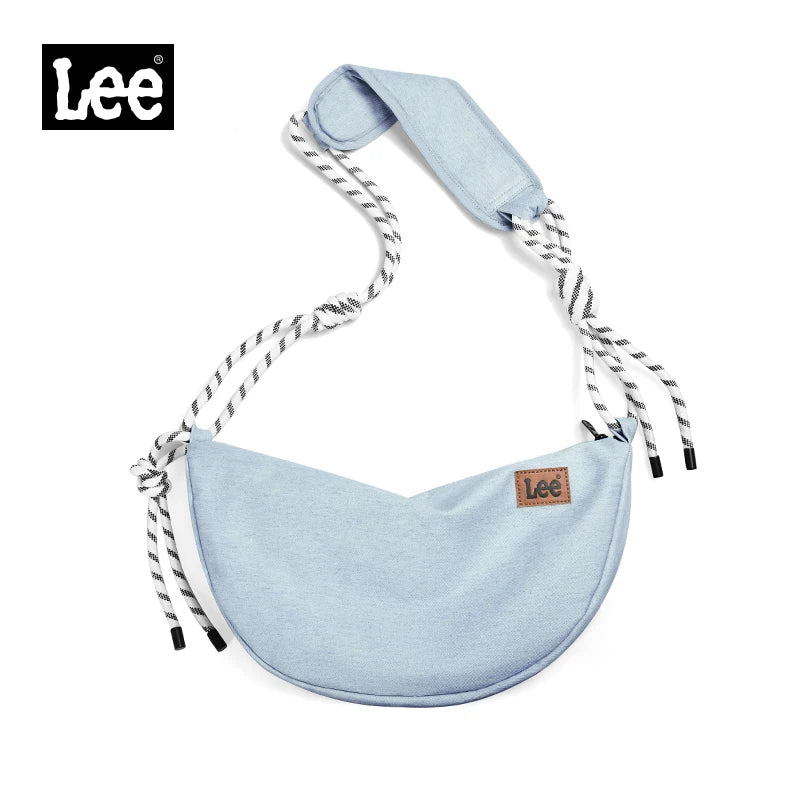 LEE 2025 Teenagers Waterproof Denim Crossbody Shoulder Bag Women Men Stylish Jeans Hobo Dumpling Crescent Bag Student Ipad Pack