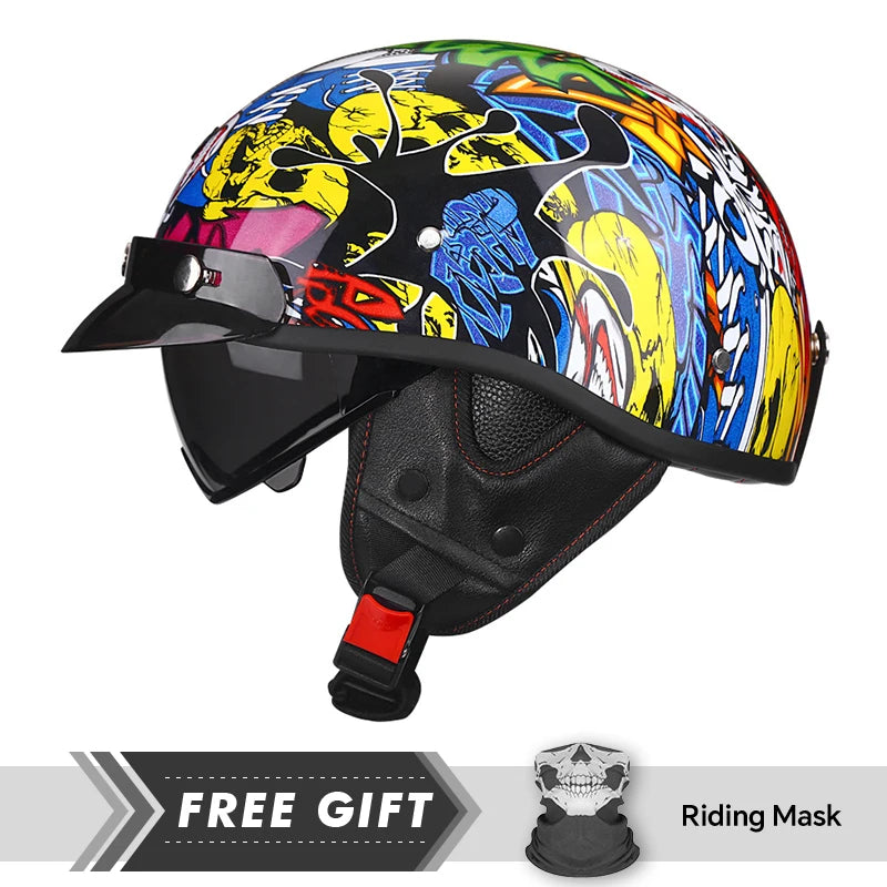 New Arrivals Retro Half Face Motorcycle Helmet DOT ECE Half Motorbike Helmets Men Women Unisex Low Profile Half Helm