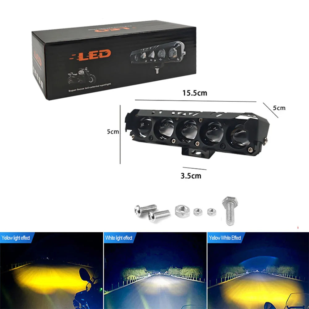 Motorcycle LED light Spotlight headlight lens Motorcycle Driving lights Spot Lamp yellow white High Low beam Moto Running Light