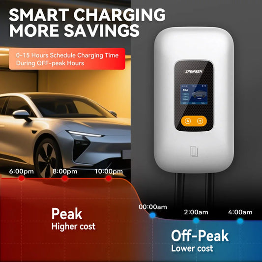 IPENGEN EV Charging Station 32A 7KW TS-NACS Charger Plug for Tesla Car Charger EVSE Wallbox 9.6KW 12KW Fast Charging APP Control