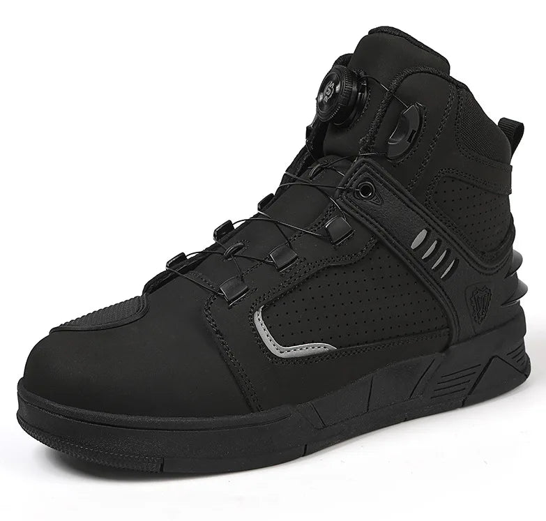 Leather Motorcycle Men's Genuine Moto Protective Ankle Short Boots Motocross Breathable Anti Drop Riding Travel Racing Shoes