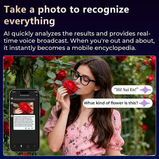 Multifunctional Smart AI Camera Glasses with 8MP 140+ Languages Real-Time Translation Bluetooth Music 1080P Video Recording