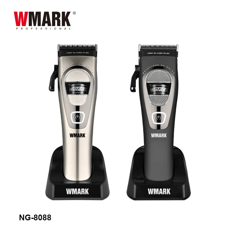 WMARKNG- 8088 external rotor brushless hair clipper with 7200 rpm high speed, 440C precision steel blade, oil head with gradual
