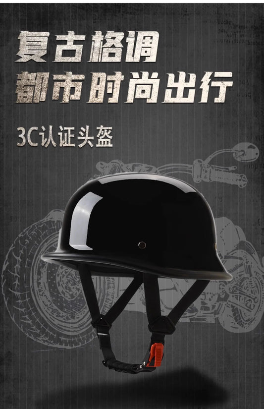 Soldier Helmet Retro Half-Helm Scoop-Type Motorcycle All-Season Unisex Bike Cruiser German WWII Style Electric Scooter Helmet