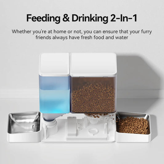 ROJECO 8.5L Automatic Pet Feeder Water Fountain WIFI APP Remote Control Smart Dog 5L Food Dispenser 3.5L Gravity Water Drinker 