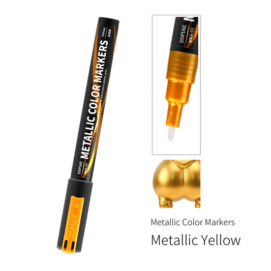 DSPIAE MKA 12-Piece Set Super Metallic Marker Brush Pens Environment-Friendly Water-Based Soft Head in Red Blue Green Gold Color