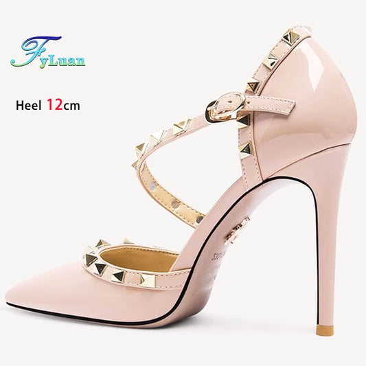 2025 Black High Heels 12cm 10cm 8cm Women's Shoes Thin Heels Pointed Head Ladies Pumps Microfiber Shallow Stiletto Banquet Shoes