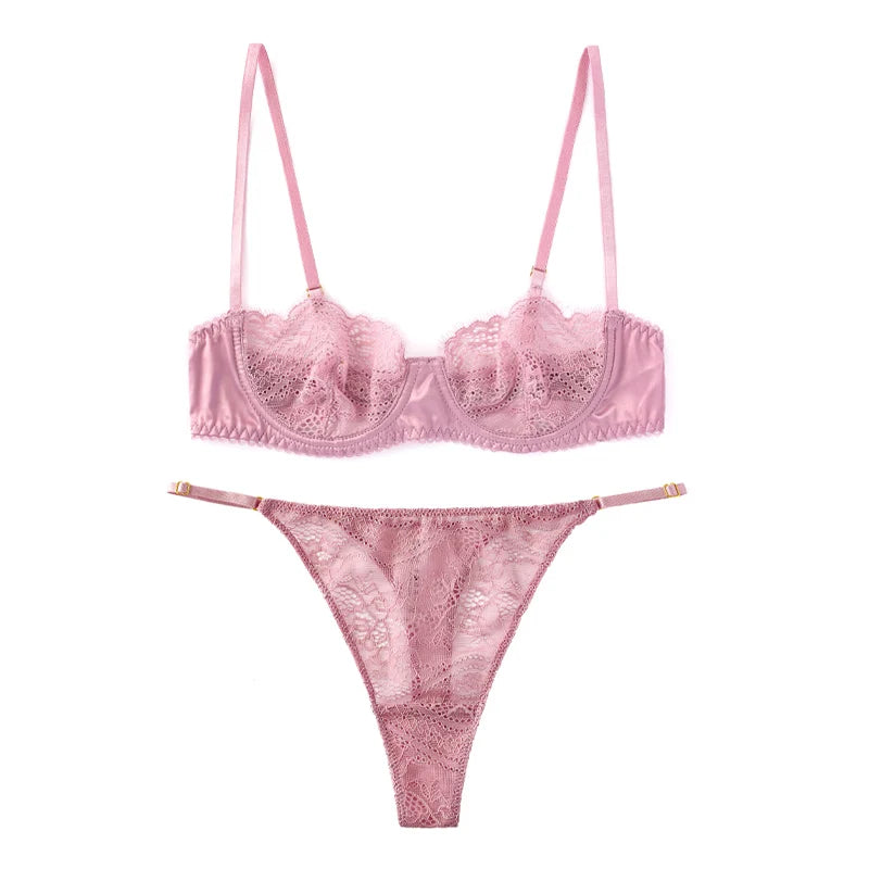 CINOON Fancy Sexy Women's Underwear Set Lace Erotic Brassiere Female Lingerie Thin Transparent Bra Set Push Up Bra And Panty Set