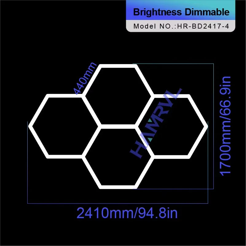 Hexagon Dimmable LED Ceiling Light Modern Honeycomb Panel with 3-Level Dimming 100%/50%/20% for Living Room Bedroom Salon Garage