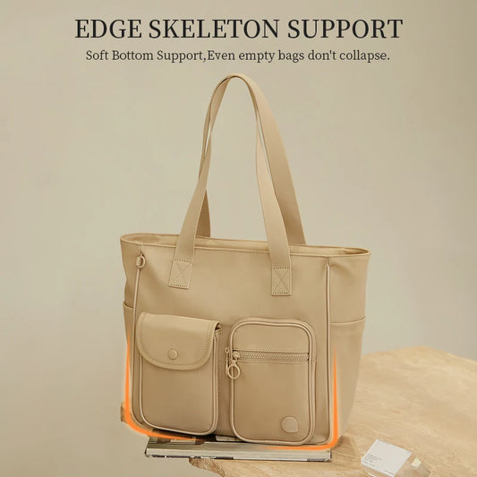 AJI Women's Tote Bag Large Capacity Solid Color Women's Bag Versatile Handbag For Commuter Work Student Shopper Bag Shoulder Bag