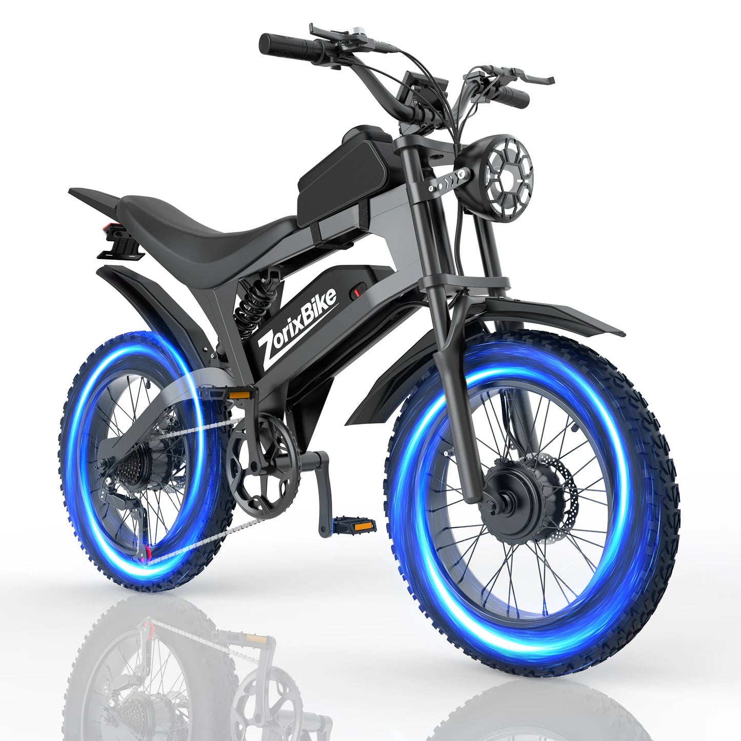 ZorixBike R8Max Adult Ebike 3000W Motor 35 MPH 48V 20Ah Lithium-Ion Battery 40-80 Mile Range Front 19"/ Rear 17" Off-Road Tires