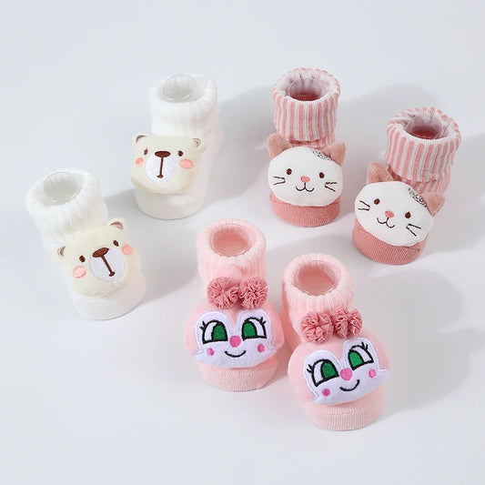 Cute Cartoon Doll Newborn Socks Spring Baby Soft Thin Knitted Sock For Girls Boys Infant Floor Socks 0-6 Months Baby Accessories