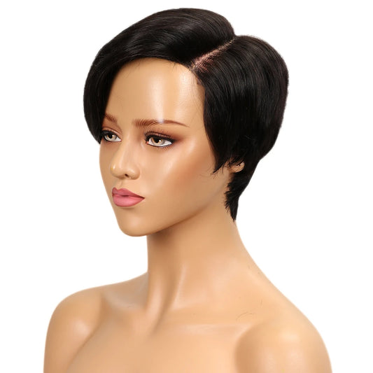 Lekker Black Short Pixie Cut Straight Bob 100% Human Hair Lace Wigs For Women Brazilian Remy Hair Glueless Colored Wigs