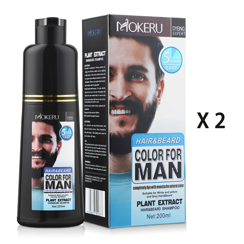 200ml Natural Permanent Beard Dye Shampoo Long Lasting Beard Coloring For Men Removal White Grey Hair Color Cover Beard Care