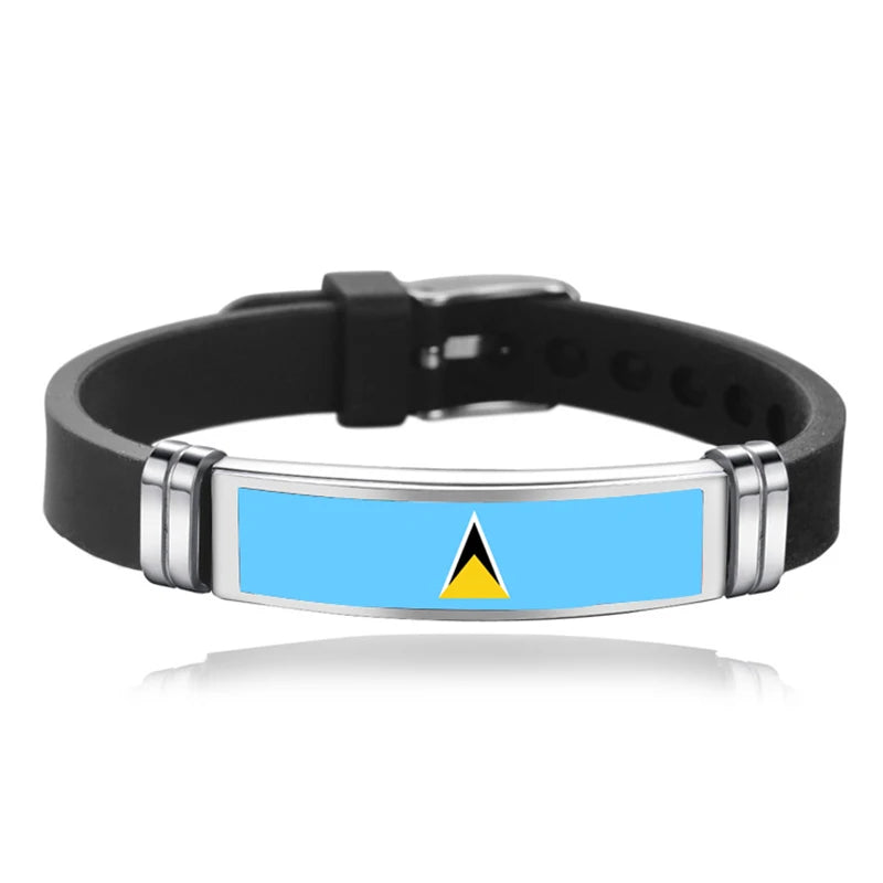 Fashion National Flag Bracelet USA France Canada Flags Bangle Adjustable Silicone Sports Bracelets Wristband For Men Jewelry