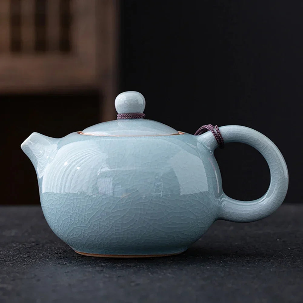 Ge Yao Ceramic Teapot teacup manual Chinese ice crack split teapot can raise Xishi tea pots household Kung Fu tea pot