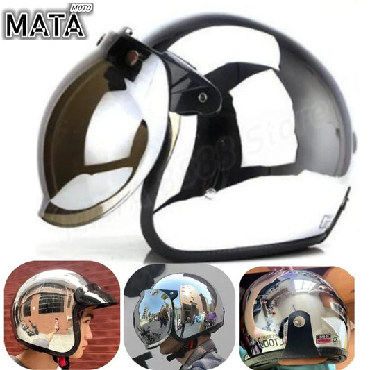 HOT Unique Silver Plating Open Face Retro Motorcycle Helmet Vintage Moto Chrome Helmet Sliver Jet Moto 3/4 Half Casco Casque
