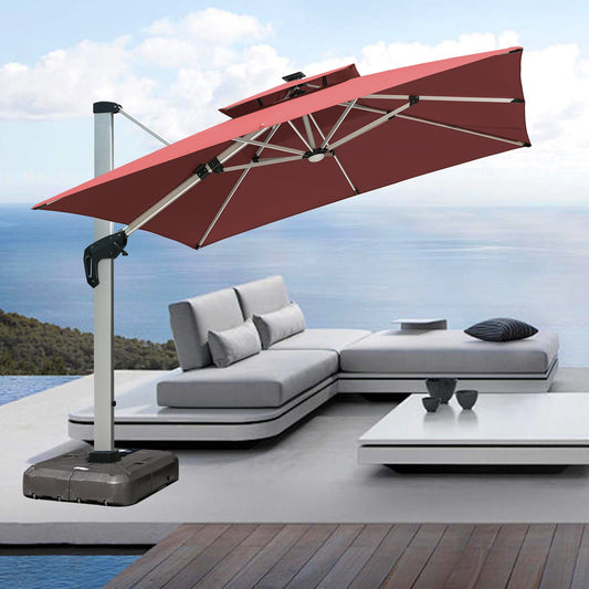 LED Roman Umbrella, Sunshade, Rainproof, UV Protection,Thickened Material, Aluminum Alloy Columns, Rotatable, Outdoor Umbrella